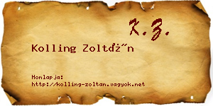 Kolling Zoltán névjegykártya